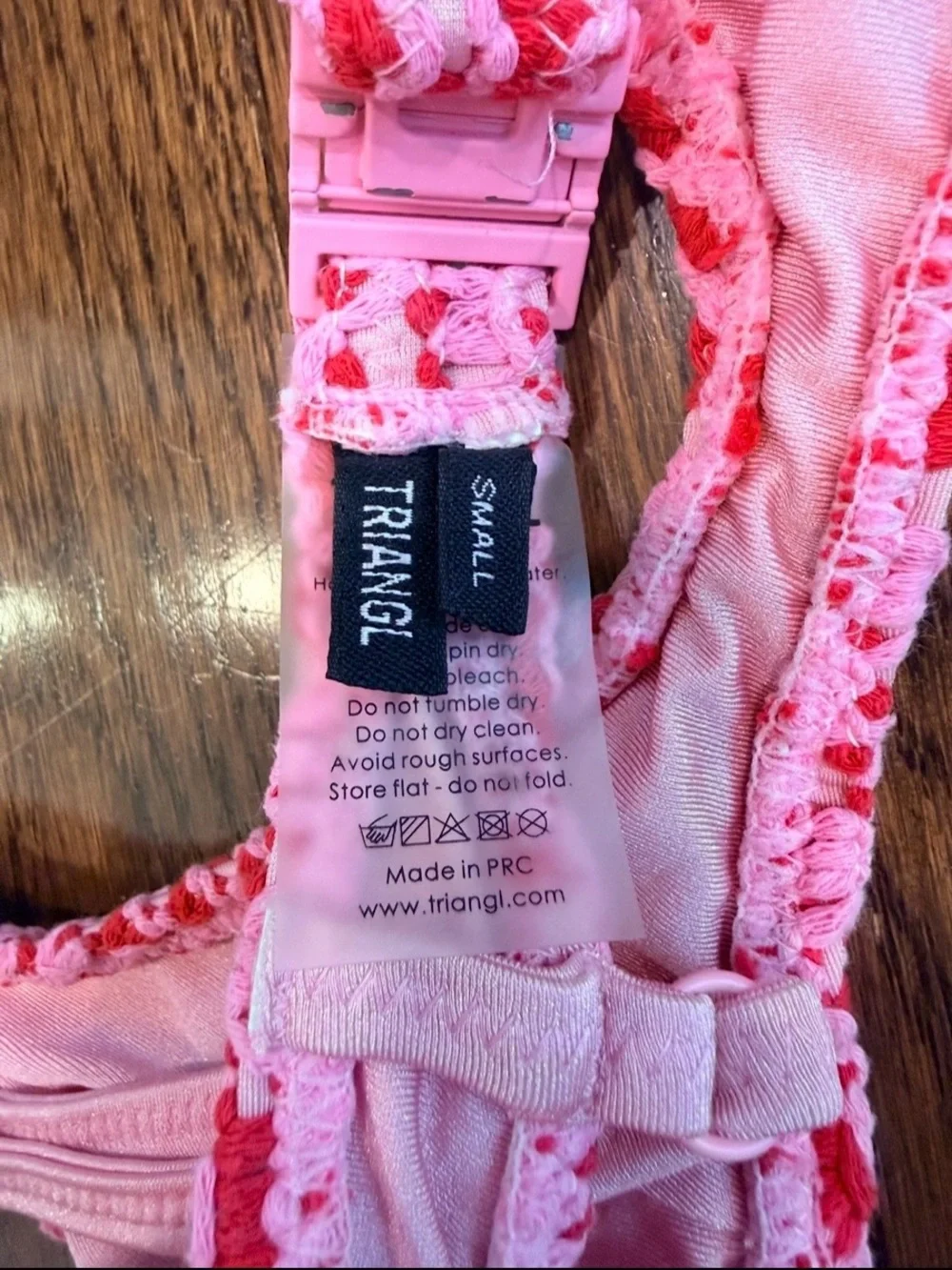 TRIANGL Pink Crochet Bikini Set – Small Top & Medium Bottom – Y2K Swimwear